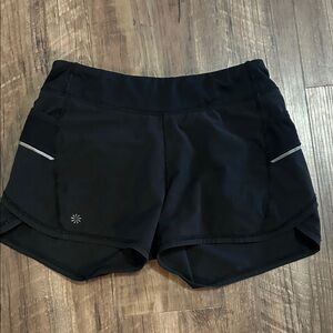 Athleta Black Girls' record breaker Shorts with teal zipper